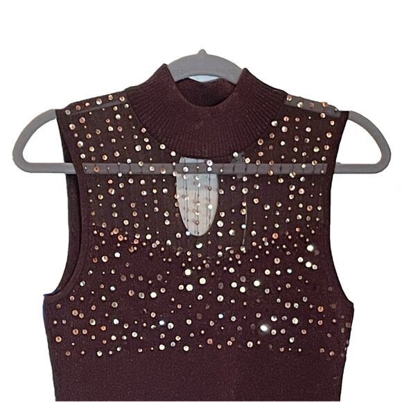 Cable and Gauge Brown Sequined Dressy Blouse - Picture 5 of 6